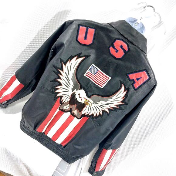 VINTAGE OSCAR PIEL! HOT BLACK GENUINE LEATHER, AMERICA BIKER/MOTO JACKET! SZ L - Picture 11 of 11